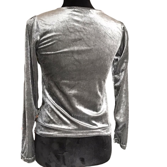 Silver Velour Wrap Top Long Sleeve - Picture 7 of 7